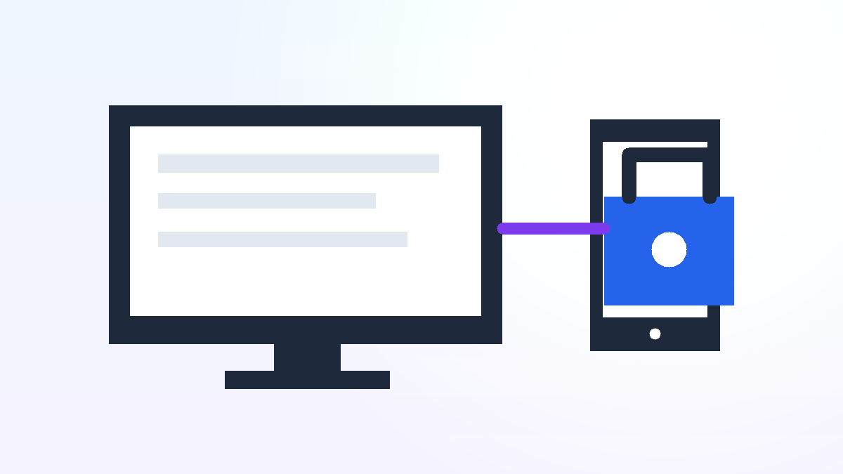 Ordinateur et téléphone connectés à un VPN avec bouclier, serveur et cadenas